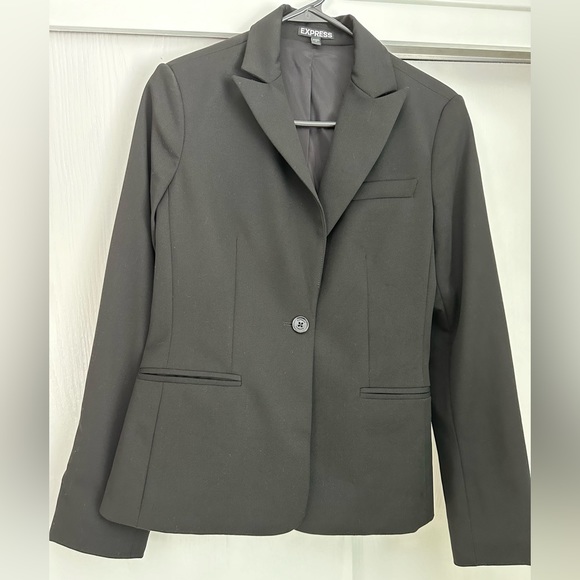 Express Editor One Button Black Business Blazer size 6 - Picture 2 of 11